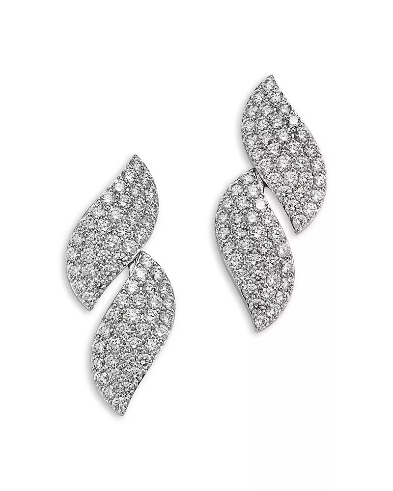 Robert Coin 18K White Gold San Marco Diamond Pave Swirl Drop Earrings