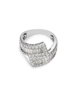 Diamond Bypass Ring in 14K White Gold, 2.1 tcw