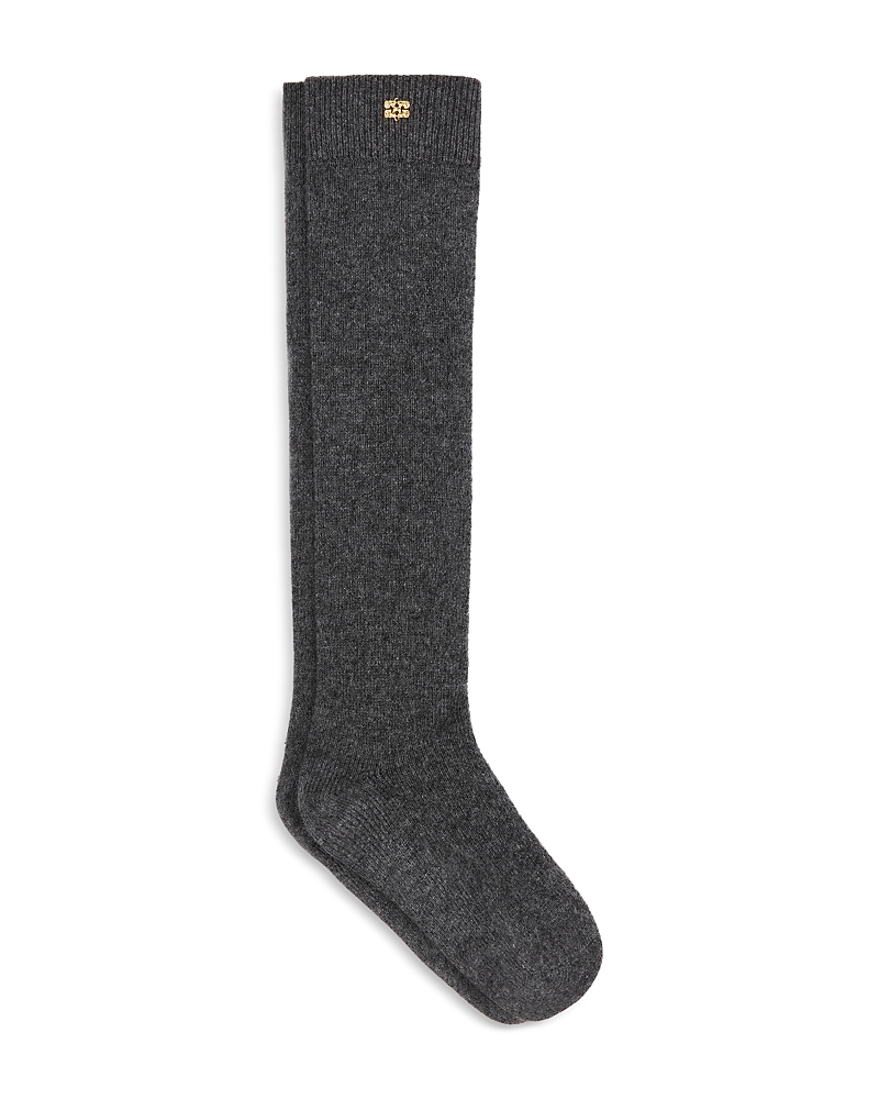 Ganni Wool Yak Mix High Socks In Black