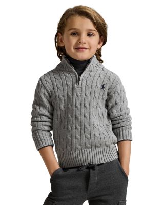 Boys' Cable Knit Cotton Quarter Zip Sweater - Little Kid