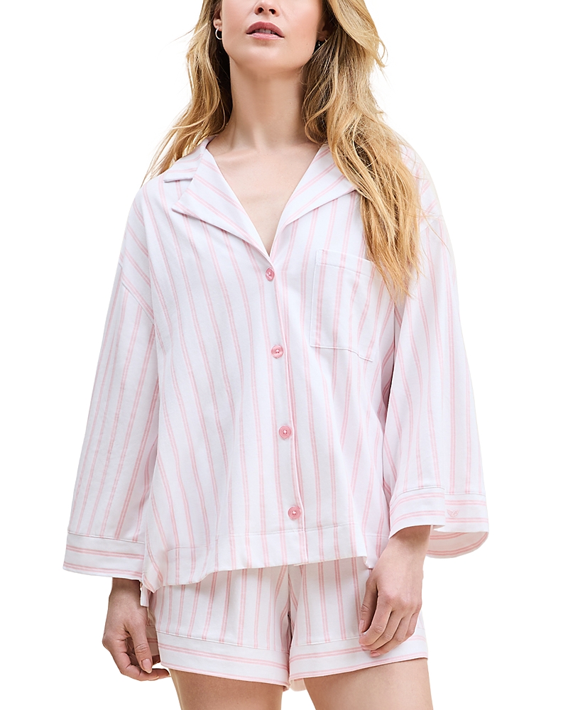 Petite Plume Olivia Striped Short Pajama Set In Multi