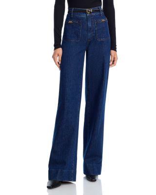 Sasha High Rise Patch Pocket Wide Leg Jeans in Enfield