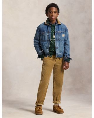 Boys' Reindeer Intarsia Cotton Blend Sweater - Big Kid