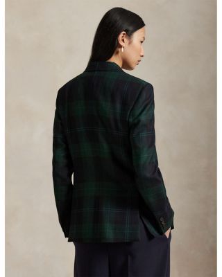 Single Breasted Plaid Wool Blazer