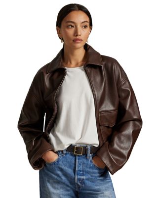 Ralph Lauren Leather Bomber Jacket Lサイズ Ralph Lauren Cropped Leather Bomber Jacket | Bloomingdale's Women