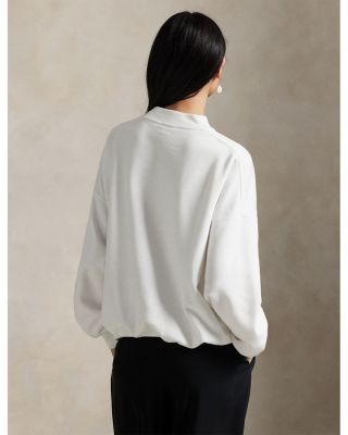 Satin Logo Fleece Crewneck Sweatshirt