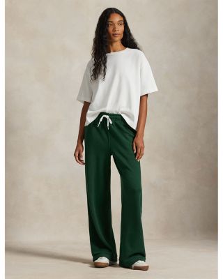 Drawstring Fleece Wide Leg Sweatpant