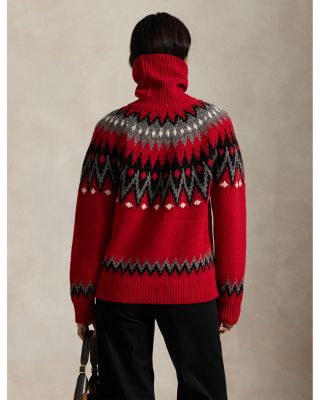 Fair Isle Wool Blend Turtleneck Sweater