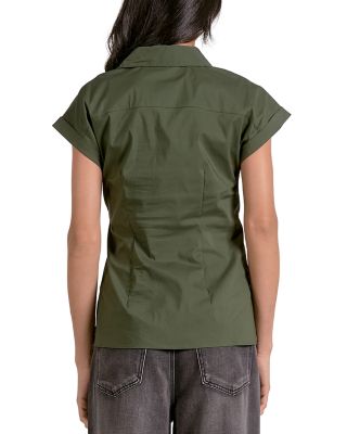 Button Down Tie Waist Shirt