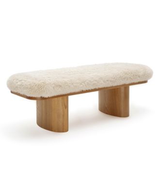 Ollie Straight Faux Leather Shearling Bench
