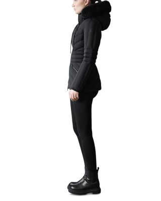 Nadia-SH Hooded Down Jacket With Shearling Trim