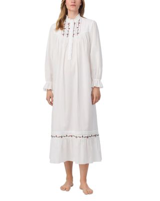 Long Sleeve Cotton Lawn High Neck Nightgown