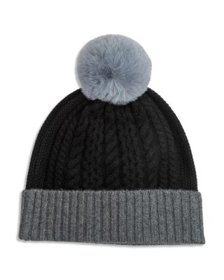 Color Block Cable Knit Wool & Cashmere Beanie