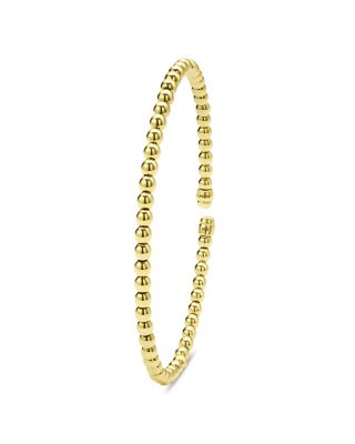 18K Yellow Gold Caviar Gold Bead Flex Bangle Bracelet