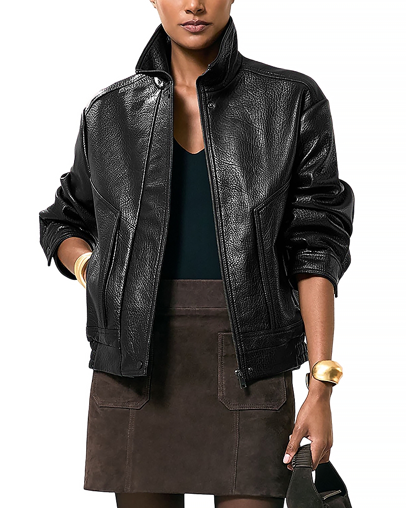Reiss Kiara Textured Leather Jacket