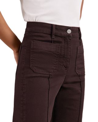 Sakura Flared Patch Pocket Jeans in Burgundy
