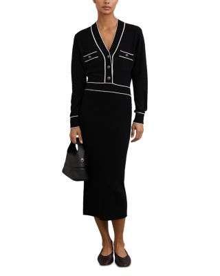 Petites Lorrie Button Front Knitted Midi Dress