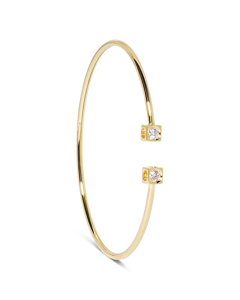 Dinh Van 18k Yellow Gold Le Cube Diamant Diamond Wire Cuff Bracelet In Gold