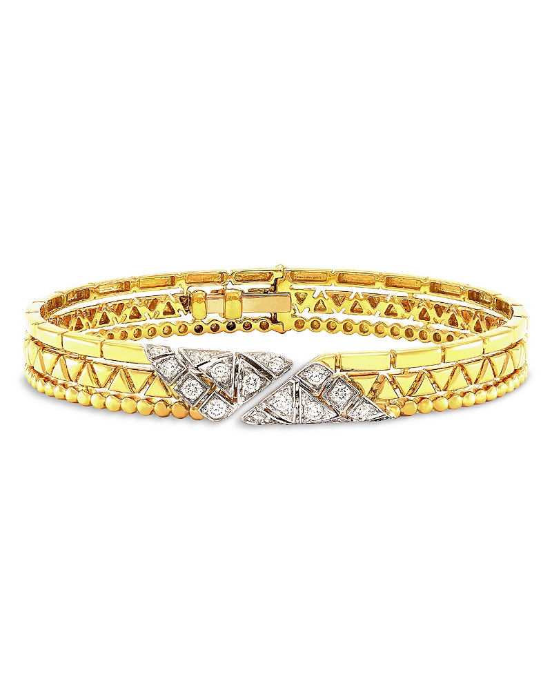 Etho Maria 18k White & Yellow Gold Reflexion Multirow Bypass Bracelet