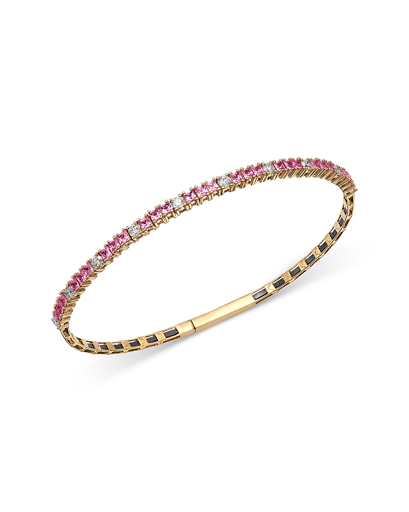 Bloomingdale's Fine Collection Pink Sapphire & Diamond Bracelet In 14k Yellow Gold