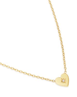 14K Yellow Gold Midi Bitty Symbols Diamond Accent Heart Pendant Necklace, 14-16"