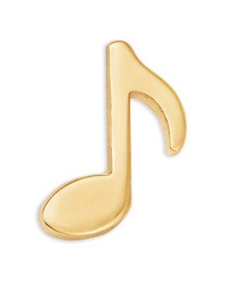 14K Yellow Gold Itty Bitty Symbols Music Note Single Stud Earring