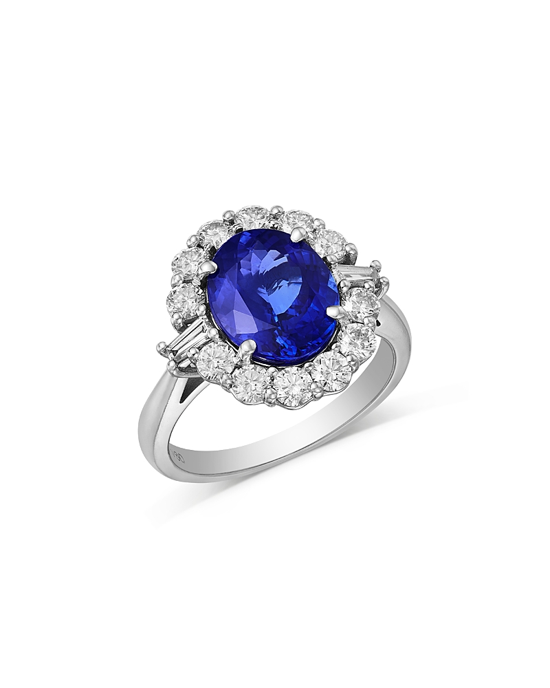 Bloomingdale's Fine Collection Limited Edition Tanzanite & Diamond Halo Ring In 14k White Gold In Silver
