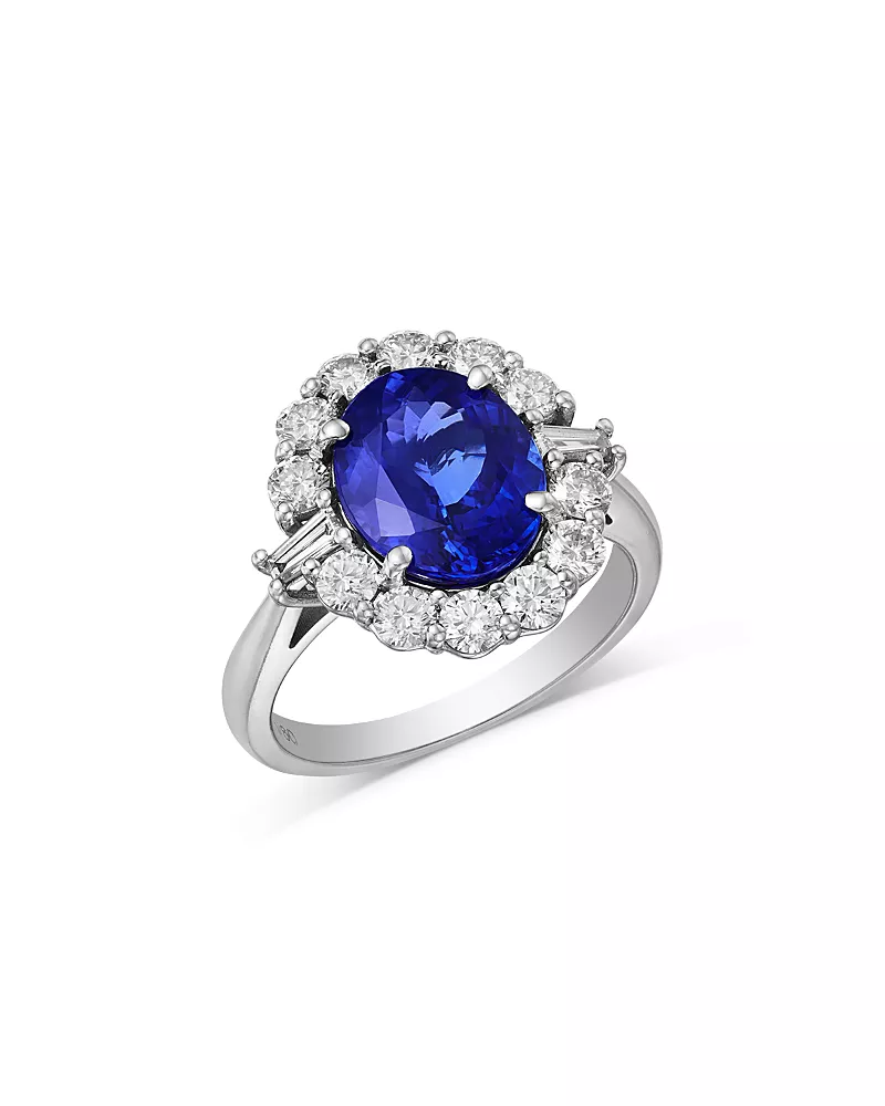 Bloomingdale's Fine Collection Limited Edition Tanzanite & Diamond Halo Ring in 14K White Gold