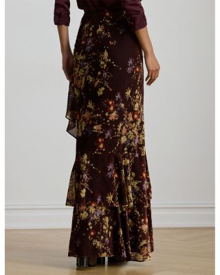 Floral Burnout Velvet Tiered Maxiskirt