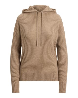 Rib Knit Cashmere Sweater Hoodie