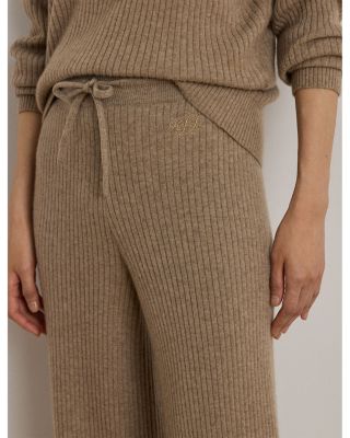Rib Knit Cashmere Wide Leg Pant