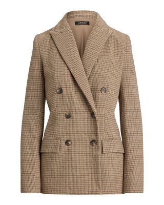Double Breasted Wool Blend Twill Blazer