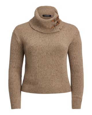 Buckle Trim M&eacute;lange Turtleneck Sweater
