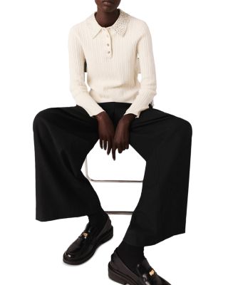 Rhinestone Collar Polo Shirt