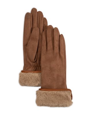 Faux Fur Cuff Stretch Tech Gloves