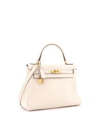 Kelly 28 Handbag Light Clemence with Gold Hardware