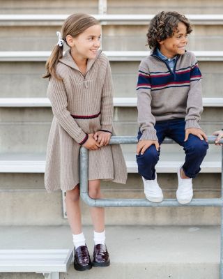Girls&#39; Organic Half Zip Raglan Sweater Dress - Little Kid, Big Kid