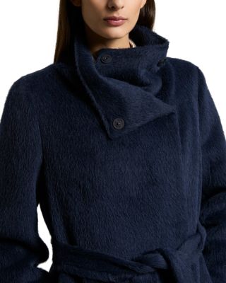 Long Stand Collar Belted Coat