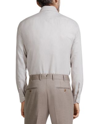 Silk, Cotton & Cashmere Stripe Regular Fit Dress Shirt