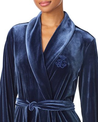 Long Sleeve Velvet Shawl Collar Long Robe