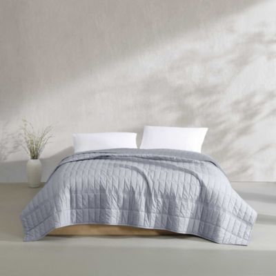 Washed Percale Solid 3 Piece Quilt Set, King