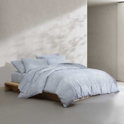 Washed Percale Wavy Stripe 4 Piece Sheet Set, Queen