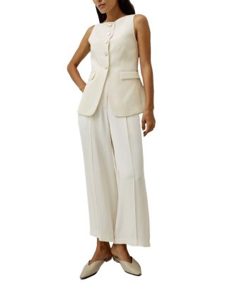 Sleeveless Button Up Silk Vest