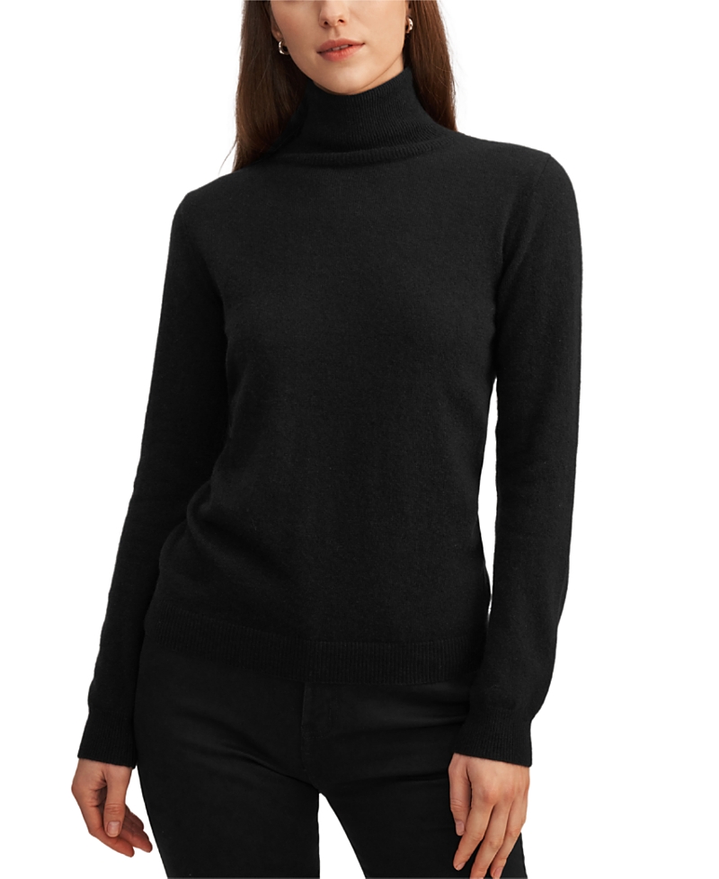 Lilysilk Pure Cashmere Turtleneck Sweater In Black