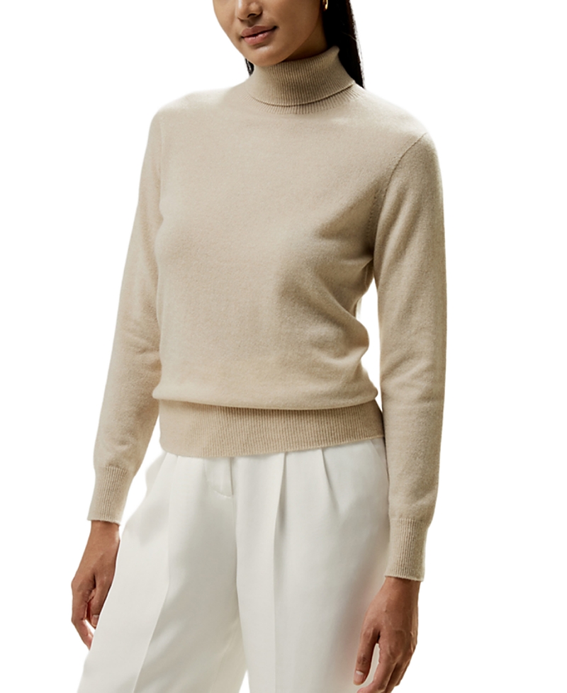 Lilysilk Pure Cashmere Turtleneck Sweater In Neutral