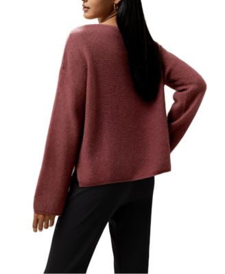 Relaxed Fit Drop-Shoulder Silk Cashmere Blend Sweatshirt