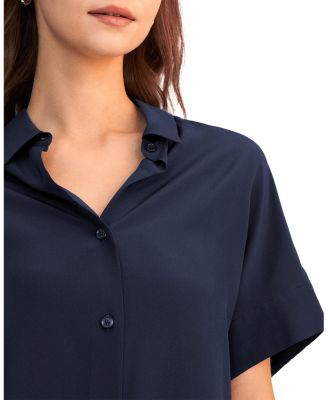 Casual Short Sleeves Loose Silk Shirt