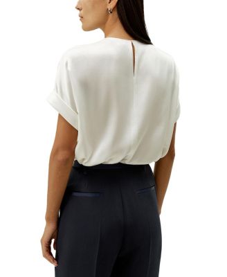 Obliuque Sleeves Round Neck Silk Tee