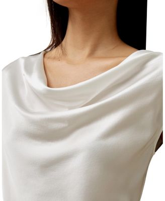 Silk Charmeuse Cowl Neck Top