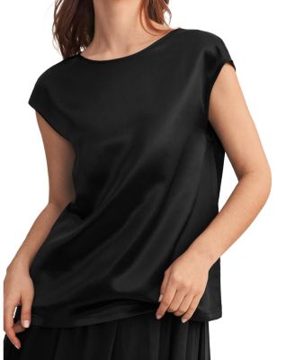 Basic Cap Sleeves Silk Tee
